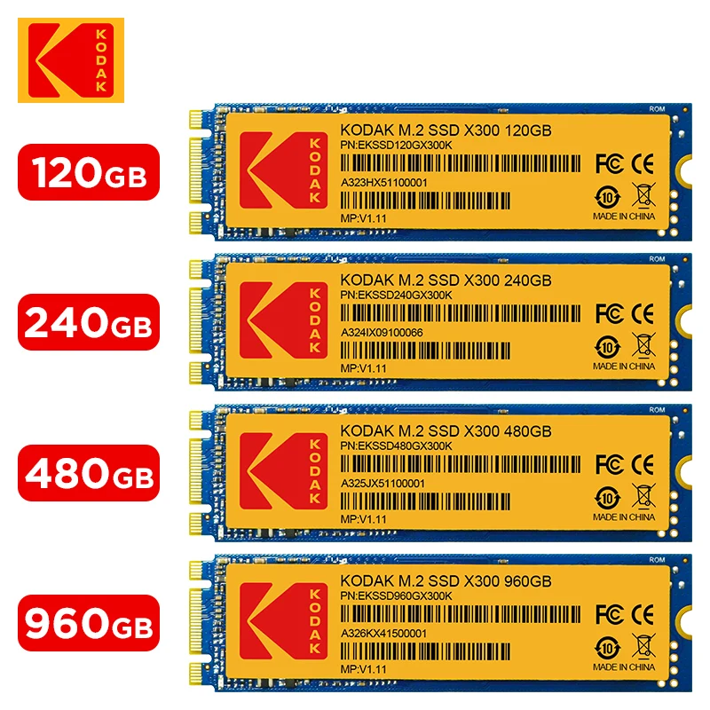 5pcs Kodak X300 Series M.2 SSD 120GB 480GB 960GB  M.2 2280 SATA SSD AHCI 240GB Internal Solid State Drive for Laptop Desktop