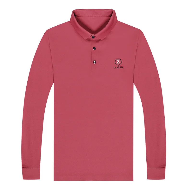 

2021 Spring And Autumn New Men's Solid Color Long-Sleeved T-Shirt Soft Micro-Elastic Business Casual Lapel POLO Shirt MCQTa07