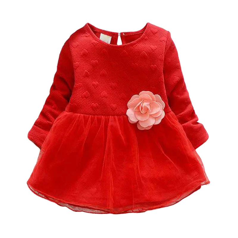 

New Autumn Casual Dress Baby Girls Flower Design Long Sleeve Patchwork Kids Princess Mesh Dresses