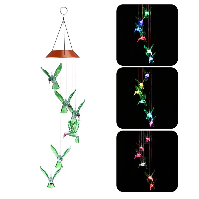Hummingbird колокольчики для ветра светодиодный солнечный мобильный Колокольчик