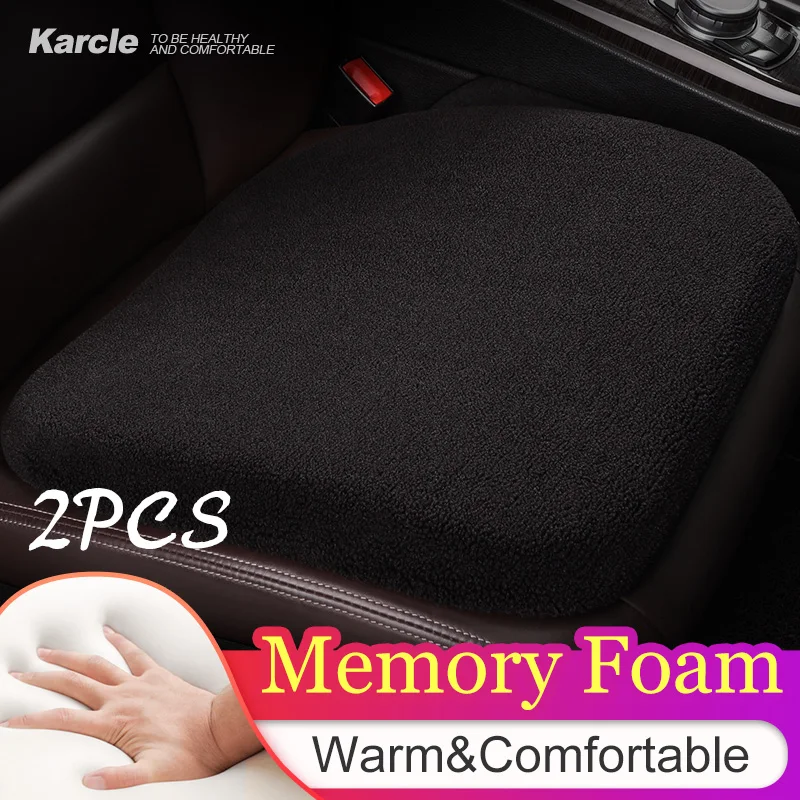 

Karcle 2Pcs Memory Foam Car Seat Cover Polar Fleece Warm Driver Seat Protector Pad Chair Cushion for Car Office Home Using