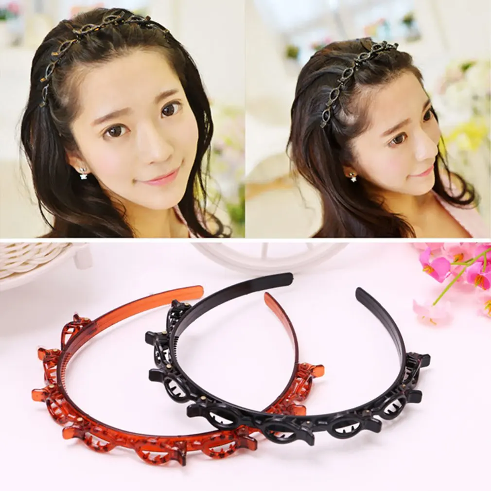 

Korean Style Multi-Layer Hollow Weave Headband Bangs Clip Headband Cartoon Character Abs Material For Girls