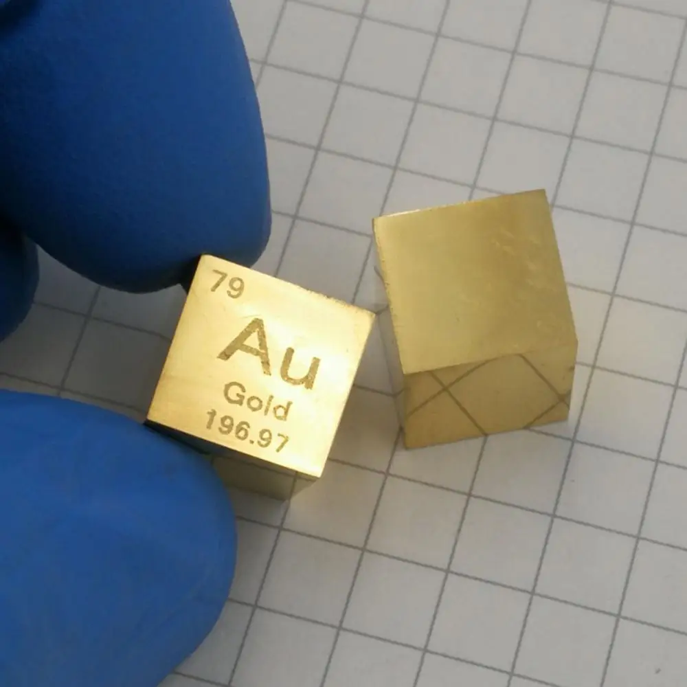 

10 x 10 x 10mm 6-sided Mirror Polished Metal Aurum Cube Periodic Table of Elements Cube For Study Lab Collection (AU≥99.99%)