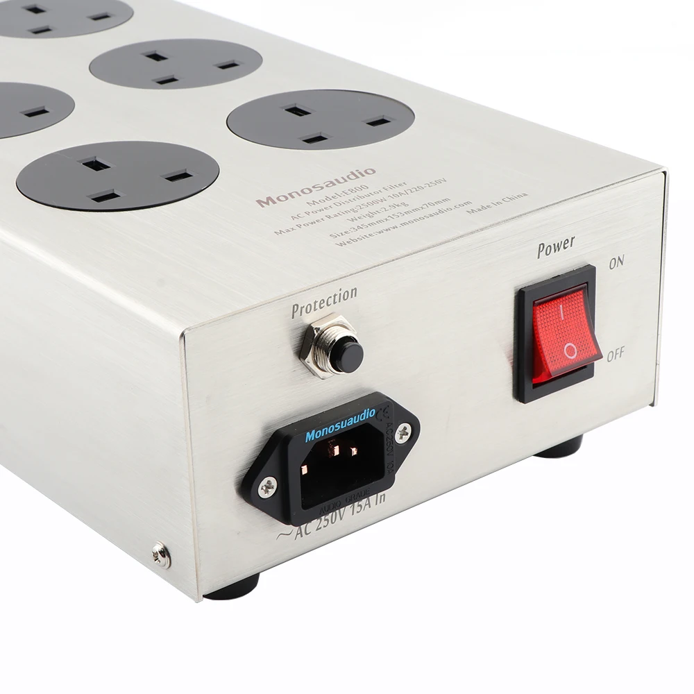 

Monosaudio UK800 HiFi Power Filter Plant UK Socket 8Ways AC Power Conditioner Audiophile Power Purifier