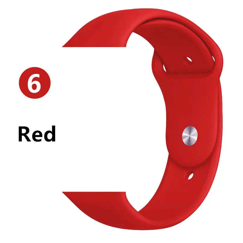 Red 6 Спортивный ремешок для apple watch band 44 мм 40 мм correa iwatch band 42 мм 38 мм силиконовый браслет apple watch 5 4 3 2 1 Аксессуары - Цвет ремешка: Red 6