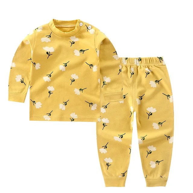 Conjunto de pijama de manga larga para ni&ntilde;os y ni&ntilde;as, camiseta bonita con cuello redondo de dibujos animados, pantalones, ropa de dormir de oto&ntilde;o, novedad de 2021-3