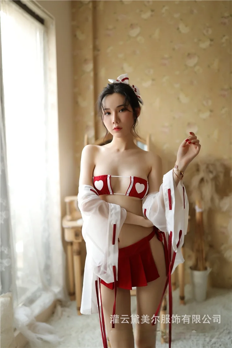 

Sexy Underwear Japanese Cosplay Witch Love Chest Piece Bundled Pleated Skirt Uniform Temptation Set Sexy Uniform