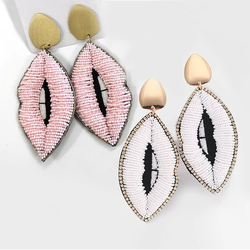 

Drop Earrings For Women Boho Aretes Oorbellen Mouth Earrings Beads Handmade Earings Statement Earrings Fashion Jewelry Ear Gifts