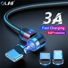 Магнитный кабель OLAF, вращающийся на 540 градусов, Micro USB, кабель USB Type-C для быстрой зарядки, для iphone, Xiaomi, Samsung, 1 м, 2 м