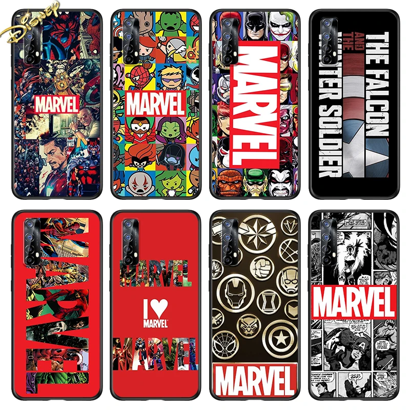 

Silicone Cover Marvel Avengers Logo For Realme Narzo 20 10 7i 7 6 6S 6i 5i 5S 3i 3 2 Global Pro 5G Black Phone Case