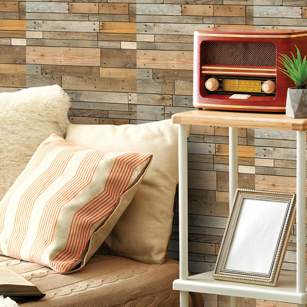 3D ПВХ винтажный кирпич деревянный камень шестигранная Настенная Наклейка для