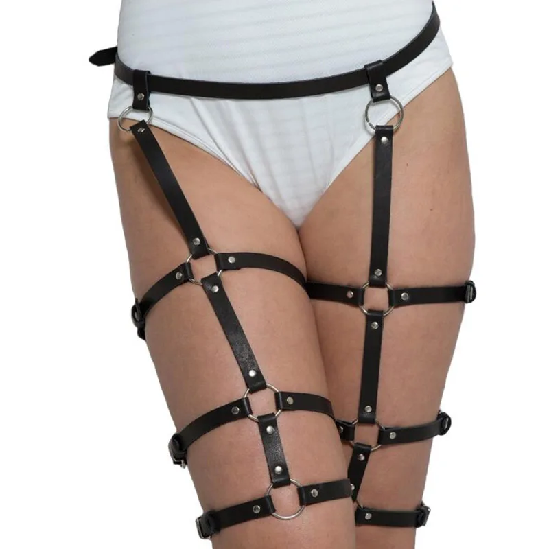 Харадзюку искусственная кожа нижнее белье ремни Чулки на подвязках для женщин