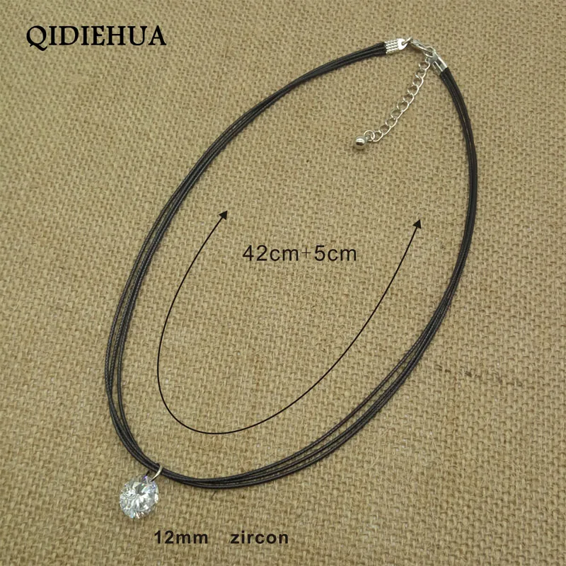 

Free Elegant AAA Transparent Zircon Necklace Black Charming Rope Pendant Women Girls Punk Fashion Trendy Party Wedding Jewelry
