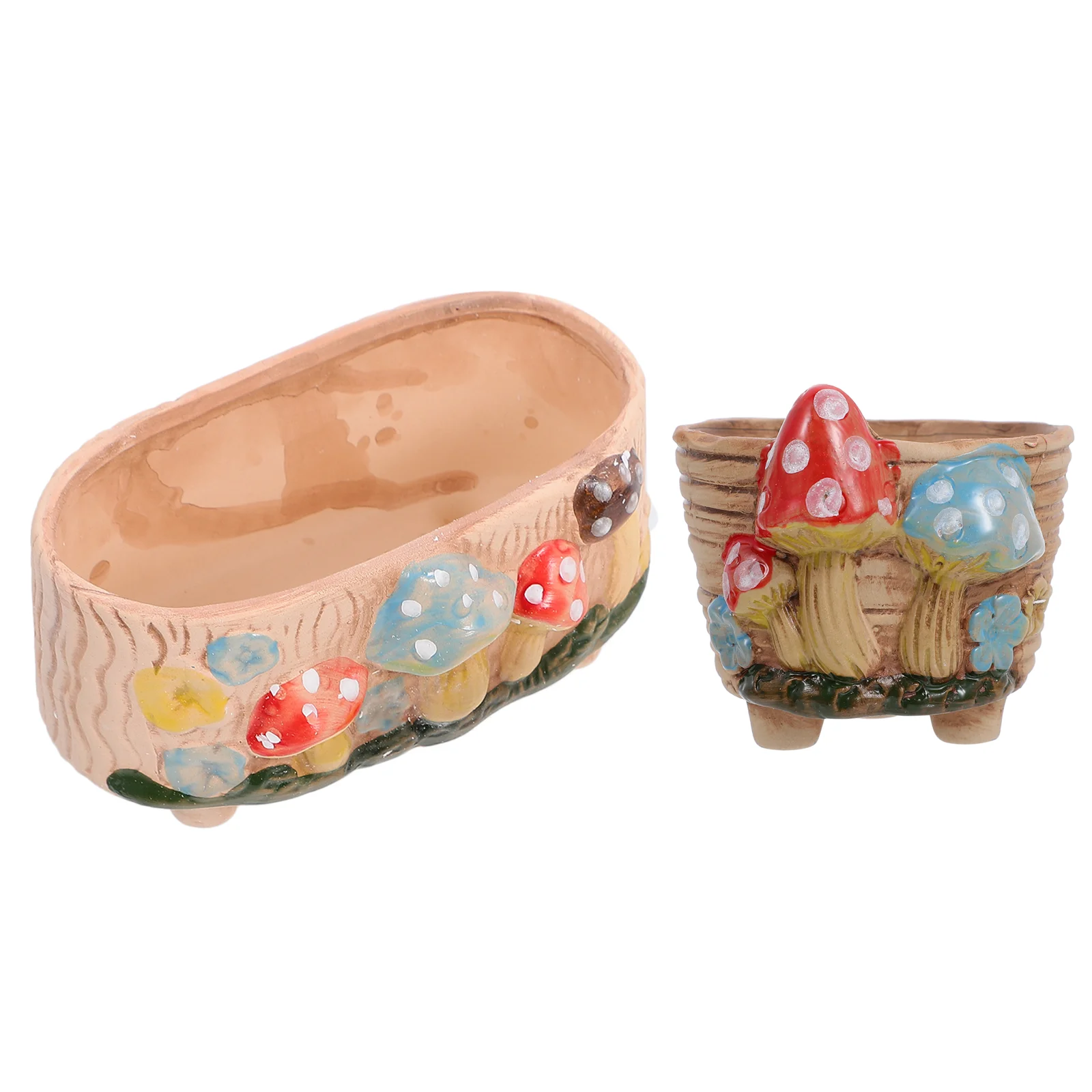

2pcs Lovely Mushroom Pattern Flowerpot Ceramic Plants Pot Decor for Home Office