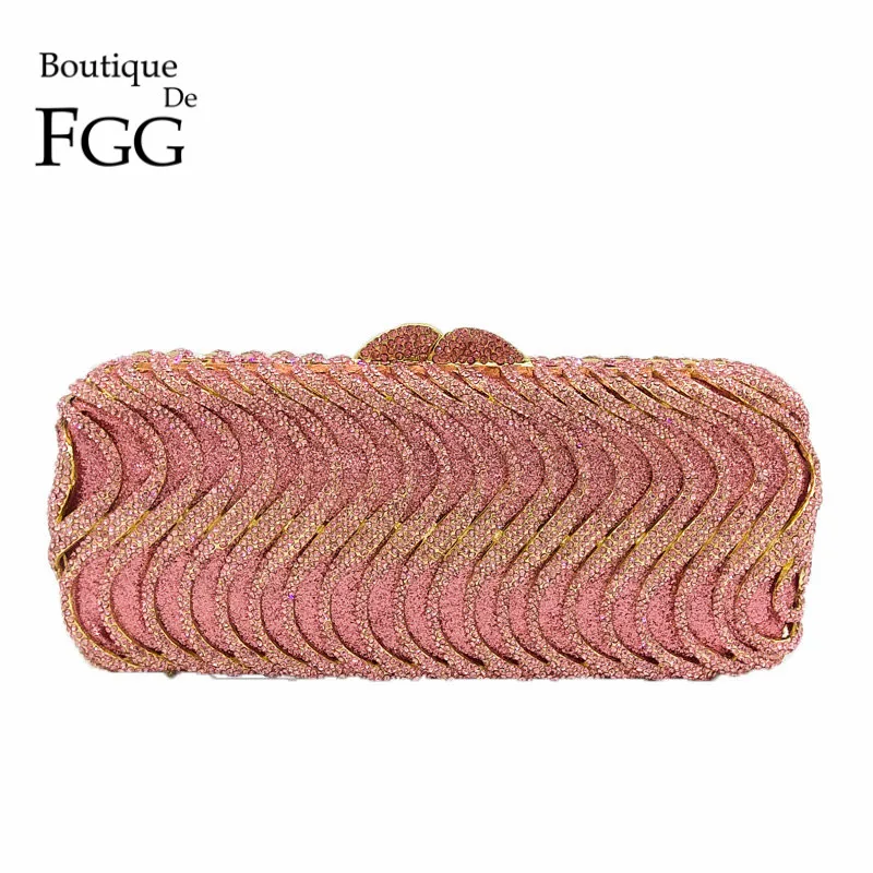 Женский вечерний кошелек Boutique De FGG розовая сумка клатч с кристаллами и