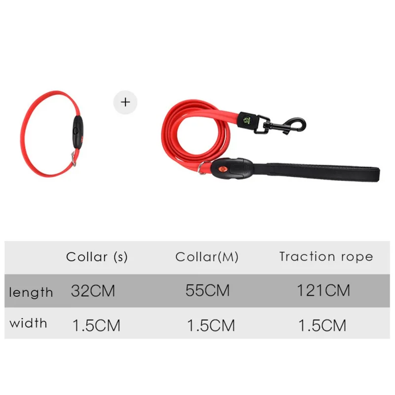 

Pet Glowband Collar Traction Rope Nylon Soft LED Lamp Beads Traction Rope Robust Metal BucklesTraining Accessories
