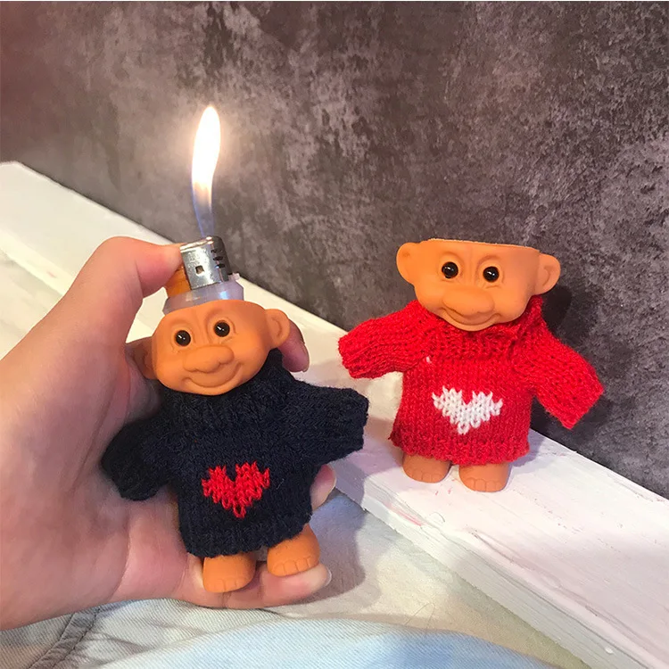 

Lighter Protective Silicone Case Funny Trolls With Cloth Lighter Cover Cute Cartoon Image Protector For Lady Lighter Accessories