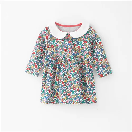 T0519 flower Платья для девочек; одежда для малышей; осеннее платье из хлопка; детская одежда с длинными рукавами; детская одежда с воротником; вечерние платья для маленьких девочек - Цвет: T0519 flower