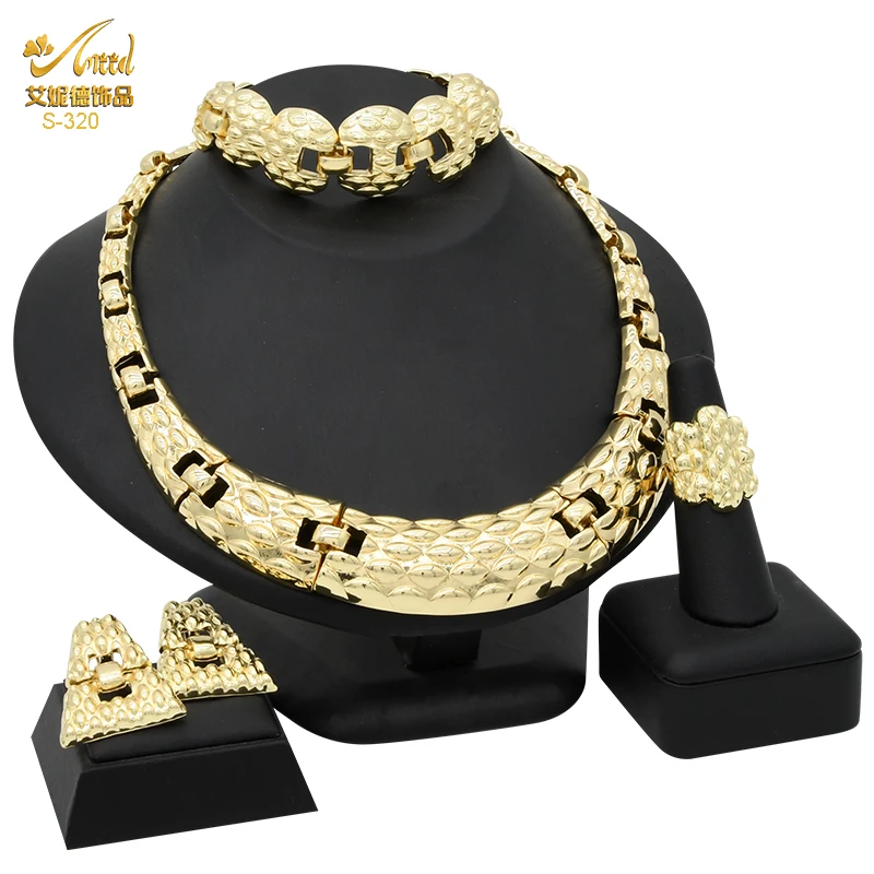 

ANIID African High Quality Necklace Sets Middle East Bridal Jewellery Sets Gifts Arabic Luxury Choker Jewelry Indian Bracelets