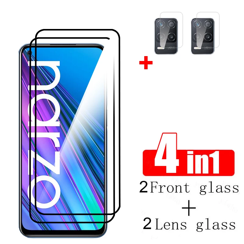 

4 в 1 закаленное стекло для Realme Narzo 30 5G стекло для Realme Narzo 30 30A полное покрытие Защита экрана для Narzo 30 30A пленка для объектива