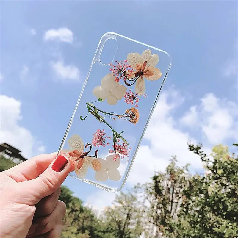 E Настоящие гербарий для iPhone X XR XS Max 8 8 Plus 7 7 Plus 6 6S 6S Plus чехол Чехол задняя оболочка бампер Ins модный защитный ковер - Цвет: E