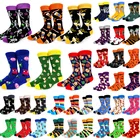 6 цветов, счастливая фотография, Рождественские красочные мужские носки из чесаного хлопка, повседневные Модные осенние мужские носки