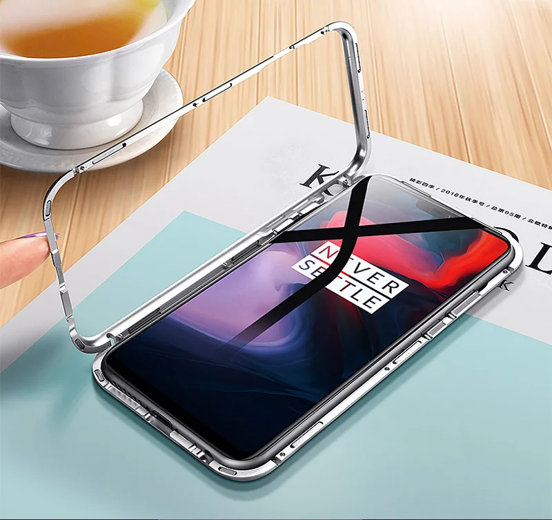 Магнитный адсорбционный металлический чехол для Oneplus 7 Pro Чехол из закаленного
