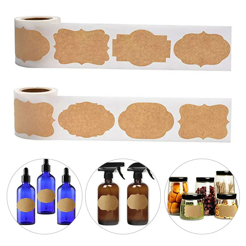 

300 шт. выпечки из крафт-бумаги Бумага ярлык "сделай сам" Самоклеящиеся упаковка Стикеры декоративные беспламенные Свечи Стекло бутылки вина ...
