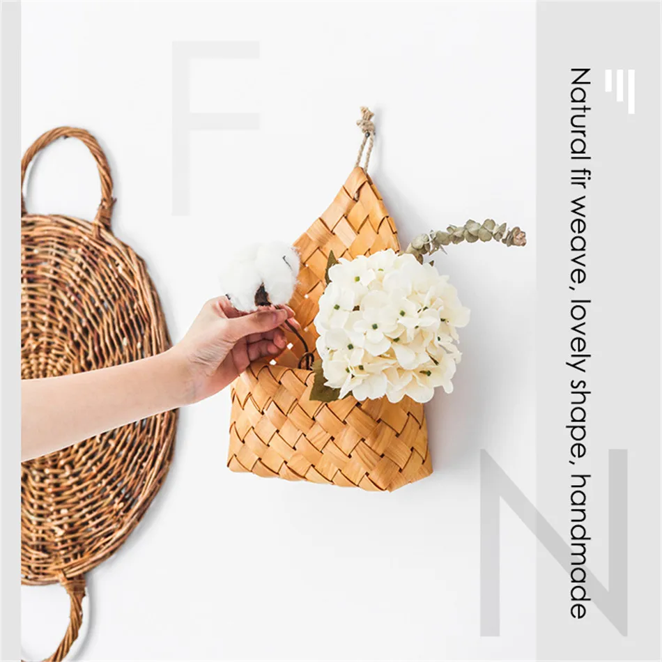 Настенный Природные плетеная корзина для цветов цветочный горшок корзины из