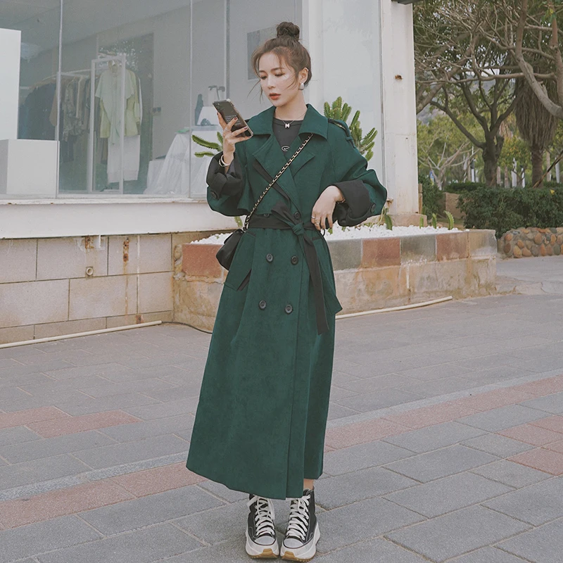Brand New Long Women Trench Coat Double-Breasted Lady Duster Coat Female Outerwear Spring Autumn Clothes Quality