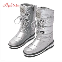 aphixta winter 38%e2%84%83 snow boots woman plush warm shoes crystal women mid calf boots womens boots waterproof boots 35 41
