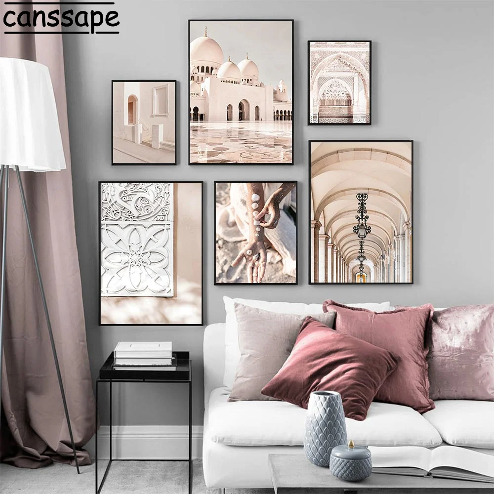 

Islamic Wall Art Painting Mosque Building Canvas Poster Chrysanthemum Posters Girl Print Modern Interior Paintings Home Decor