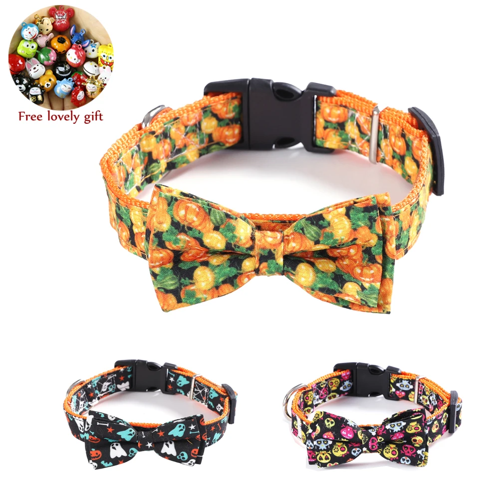 Собачий ошейник на Хэллоуин с узорами в виде тыквы и призраков регулируемый