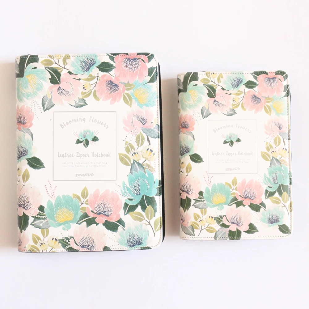 Цветочный дизайн школьные спиральные блокноты на молнии тонкая кожаная записная
