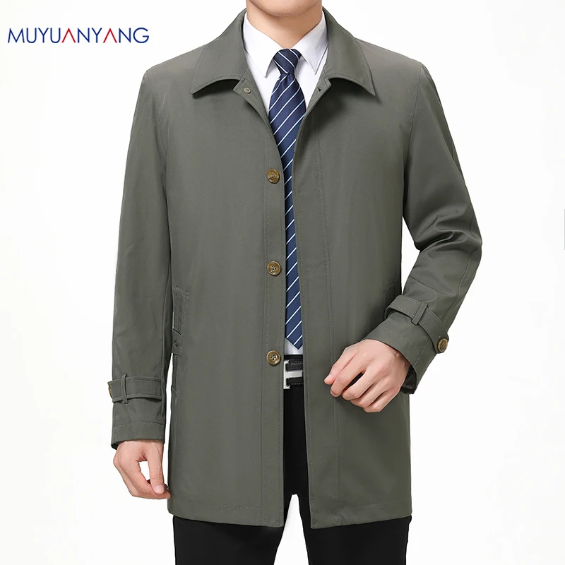 Однобортный мужской Тренч Mu Yuan Yang повседневные мужские куртки с отложным