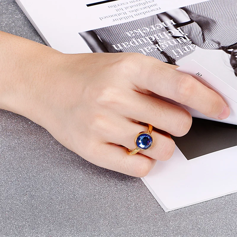 Кольцо KALEN из красочного хрустального камня женское богемное кольцо нержавеющей