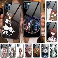 steins gate anime anime phone case cover for iphone 12 pro max 11 8 7 6 s xr plus x xs se 2020 mini black cell shell