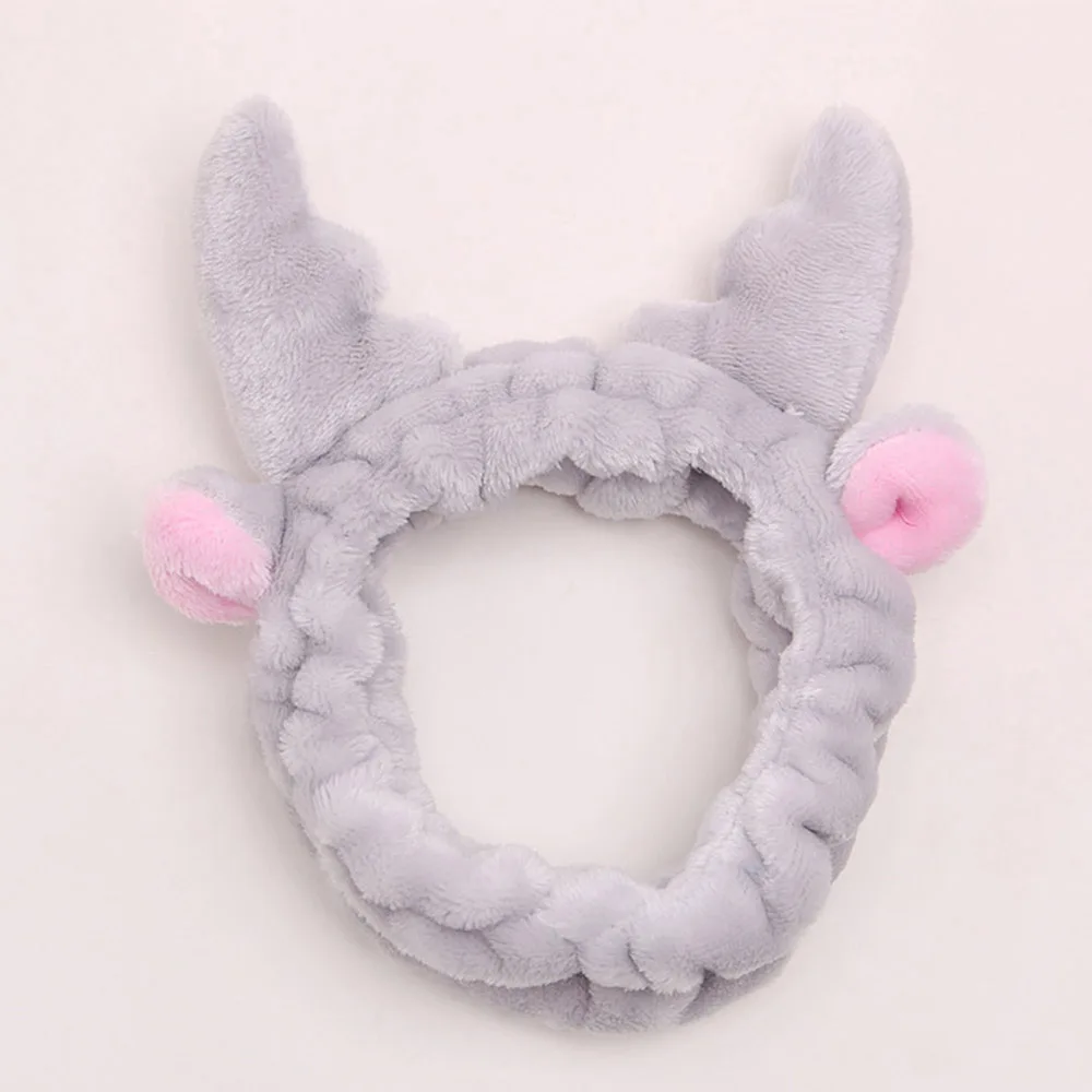 Grey Ear Повязка на голову из кораллового флиса с бантом для макияжа для женщин, женская маска для мытья лица, косметическая повязка на голову, эластичные мягкие аксессуары для волос в виде тюрбана - Цвет: Grey Ear