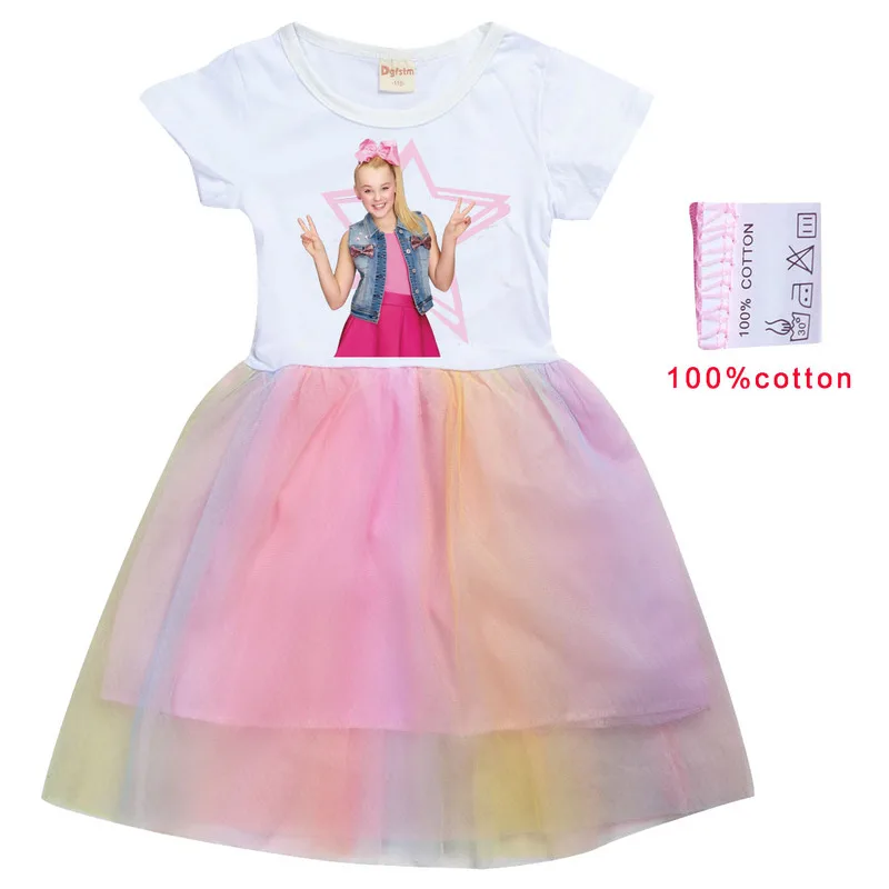 Платье для девочки розово-белое Джоджо летняя Рождественская хлопковая одежда