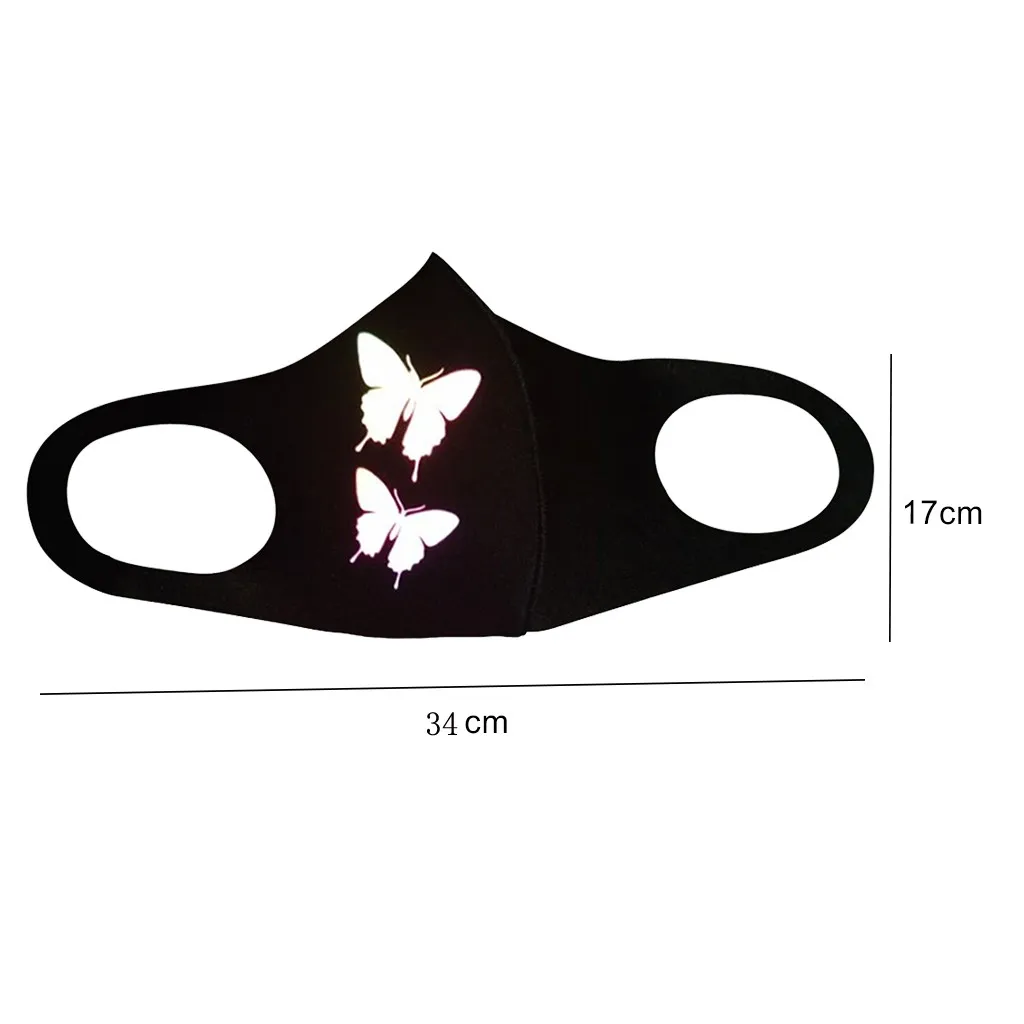 

2PCS Adult Unisex Fashion Luminous Butterfly Mask Outdoor Sunscreen Reusable Can Be Washed Face Mask Protective mascarillas