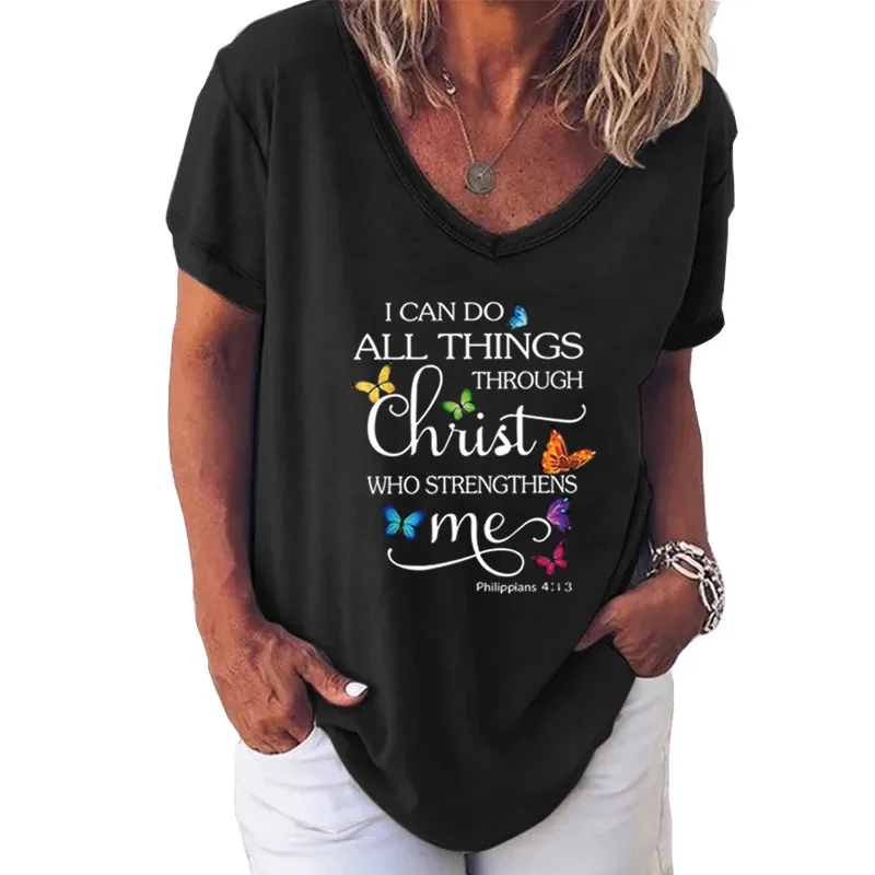 Женские футболки с принтом в виде бабочек я могу сделать все филиппинские 4:13