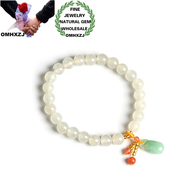 

OMHXZJ Jewelry Wholesale CS59 European Fashion Hot Woman Girl Party Birthday Gift Natural Genuine Emerald Beads Bracelet Bangle