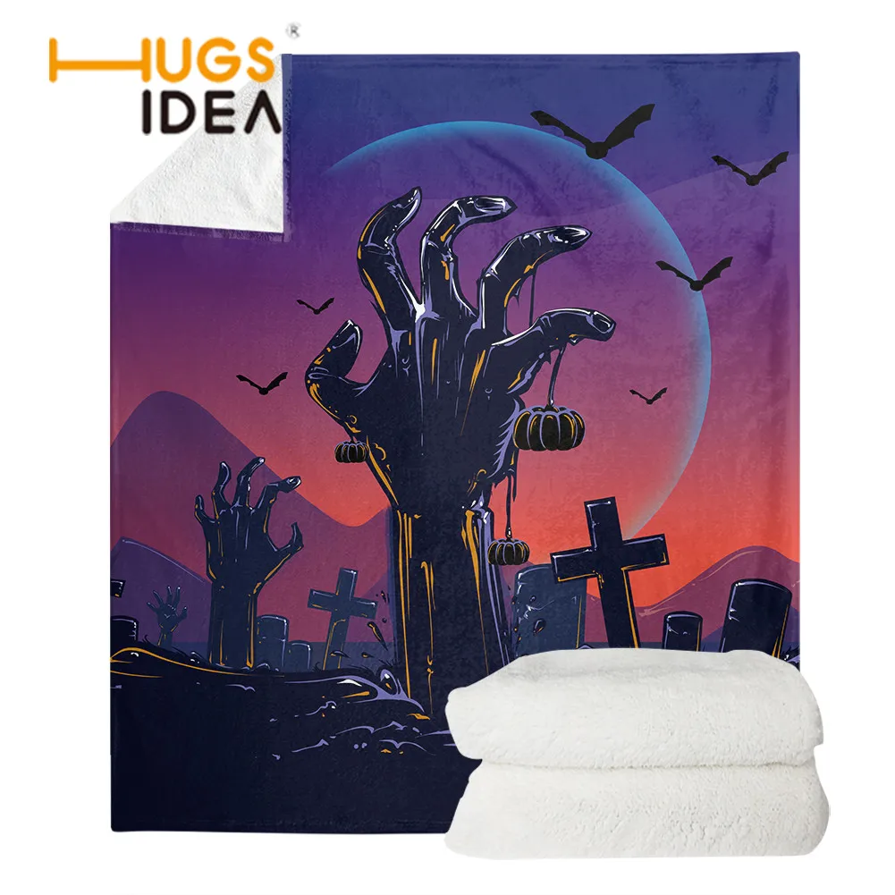 

Мягкие удобные одеяла HUGSIDEA для дивана, плохой дизайн на Хэллоуин, ручной дизайн, плюшевые одеяла, сохраняющие тепло, ворсистые, тонкие одеял...