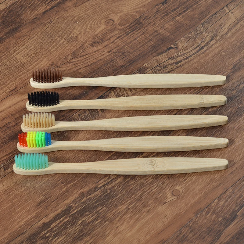 5 цветов/партия бамбуковая Зубная Щетка Оптом натуральная низкоуглеродная