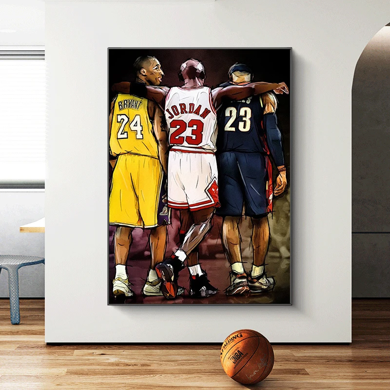 

Kobe Bryant Michael LeBron James Poster Basketball Stars Wall Art Canvas Wall Pictures for Living Room Home Decor Boys Room