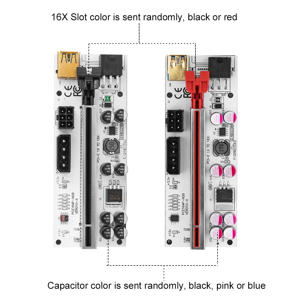 6 шт. райзер для видеокарты новейший 010X USB 3.0 PCI-E Райзер VER 010 Экспресс 1X 4x 8x 16x