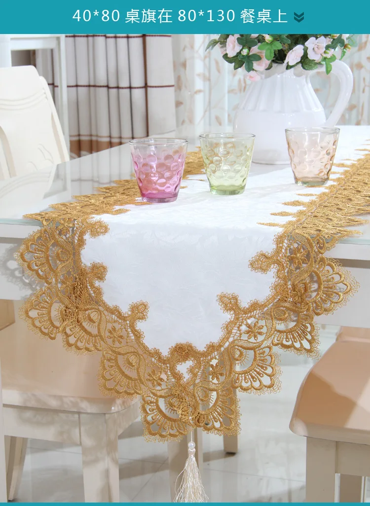 Высококачественная атласная Скатерть Pa.an с цветочным узором Золотая аппликация