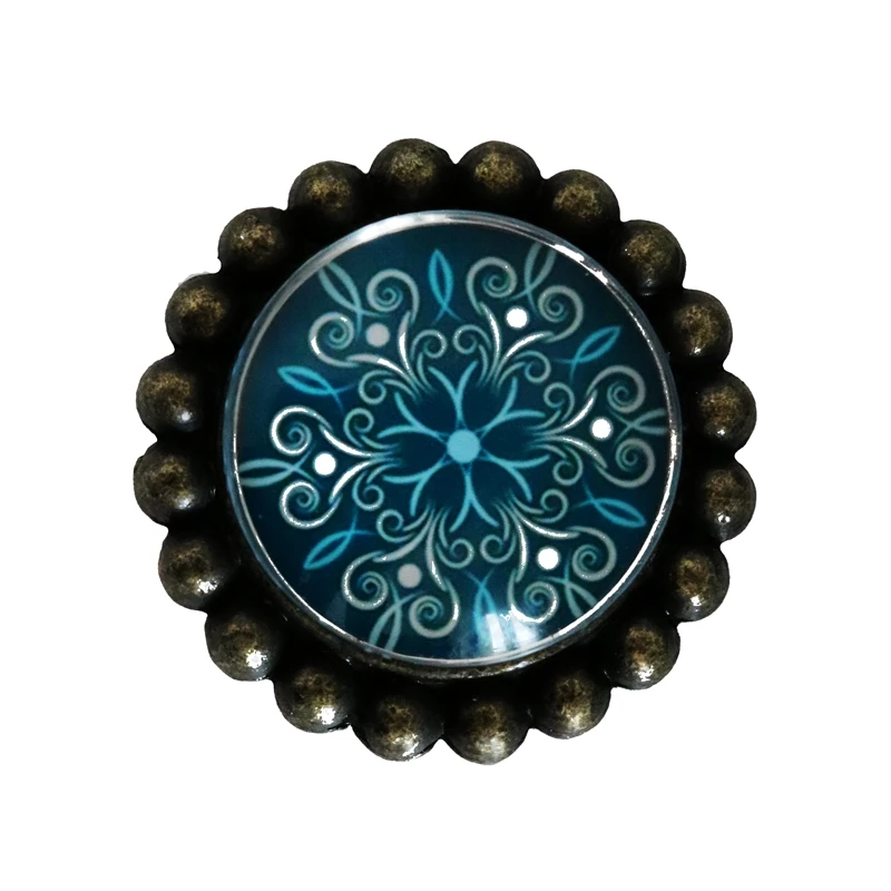 Single Hole Handle Blue Snowflake Pattern Furniture Kitchen Cabinet Pull American Crystal Children's Wardrobe Door Shoe Knob |