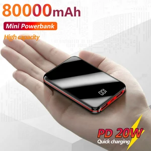 mini digital display 80000mah power bank portable charging 2 usb external power supply fast charging for xiaomi iphone samsung