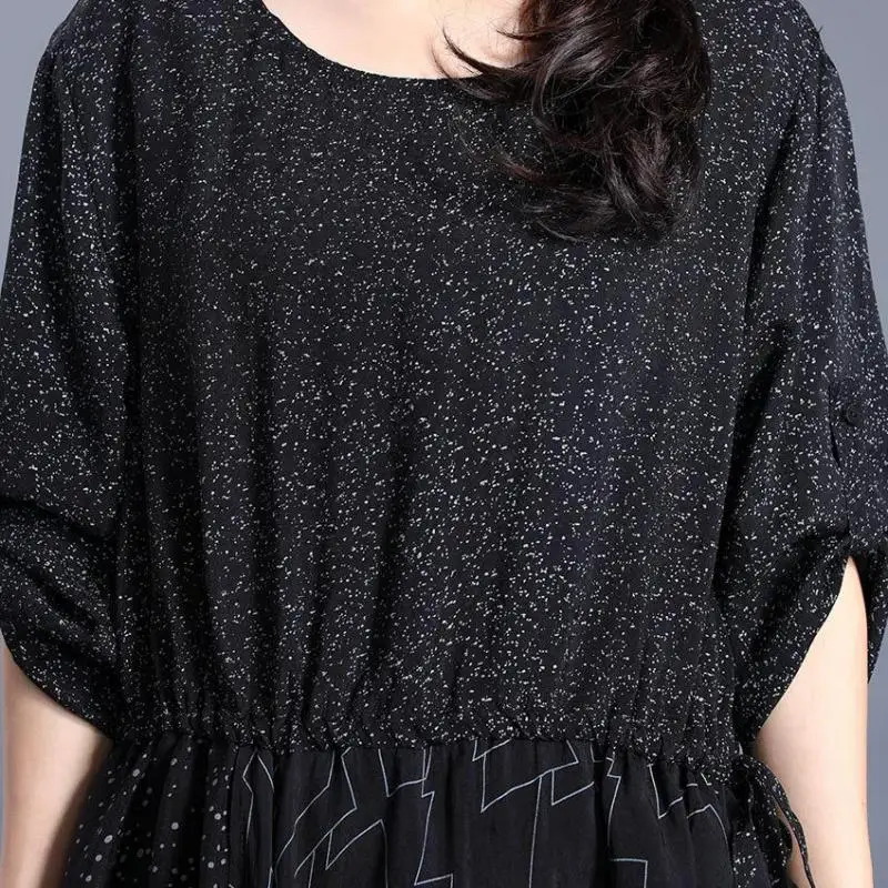 Женское асимметричное платье Johnature свободное свободного размера плюс с круглым